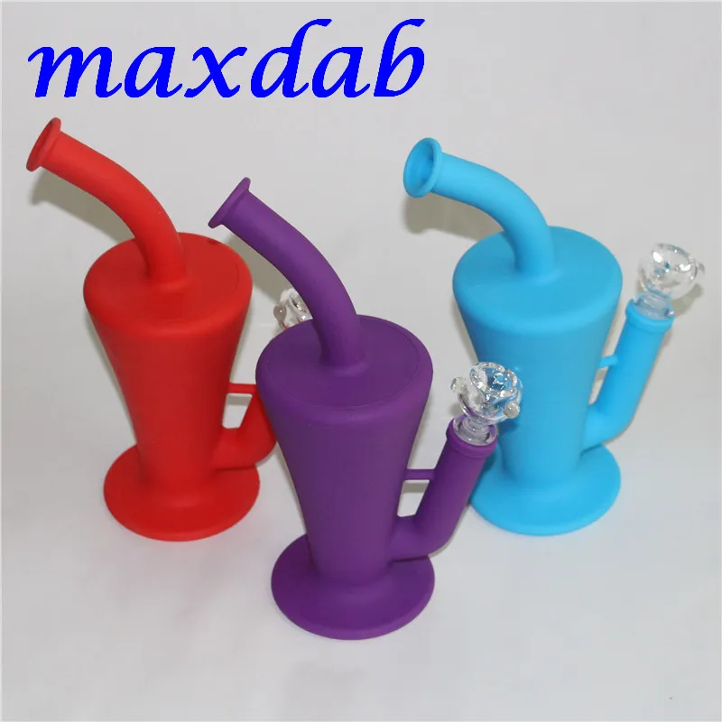 silicone bongs water pipes camouflage and pure color silicone oil rig 10 5 tall detachable hookahs free glass diffuse downstem glass bowl