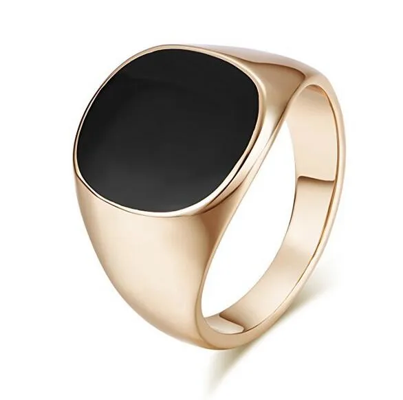 18K Gold Plated Black Men Rings Lead Nickel Free Finger Rings for Women Fashion Jewelry Cool Man Rings Wholesale Price