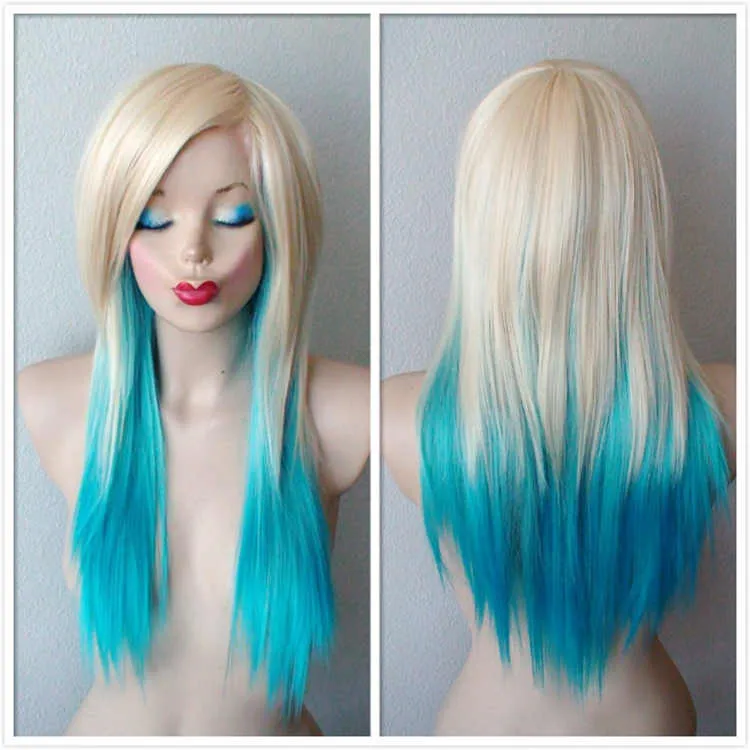 75CM Blonde /Turquoise Ombre Wig Scene Wig Long Length Soft Layers Hairstyle Wig For Daily Use Or Cosplay Party Fashion Natural Beauty Hair From Heyfara, $ | DHgate Israel 75CM Blonde /Turquoise Ombre Wig Scene Wig Long Length Soft Layers Hairstyle Wig For Daily Use Or Cosplay Party Fashion Natural Beauty Hair From Heyfara, $ | DHgate Israel