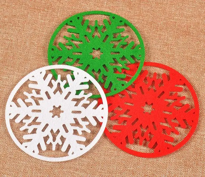 Moda Hot Feliz Natal Flocos De Neve Cup Mat Decorações De Natal Dinner Party Prato Bandeja Pad para Home Decor