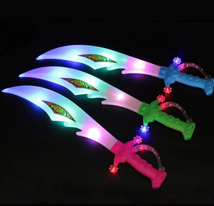 Light Up Ninja Swords Motion Activated Sound Flashing Pirate Buccaneer Sword Kids LED Flashing Toy Glow Stick Party Favors Gift Lightsaber