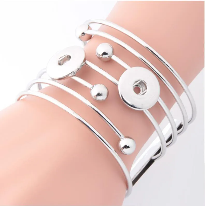 New Fashion Wire Bangle DIY Interchangeable Cross Around Bangle Bracele 18mm Snap Bracelets Jewelry Wholesale 3 styles