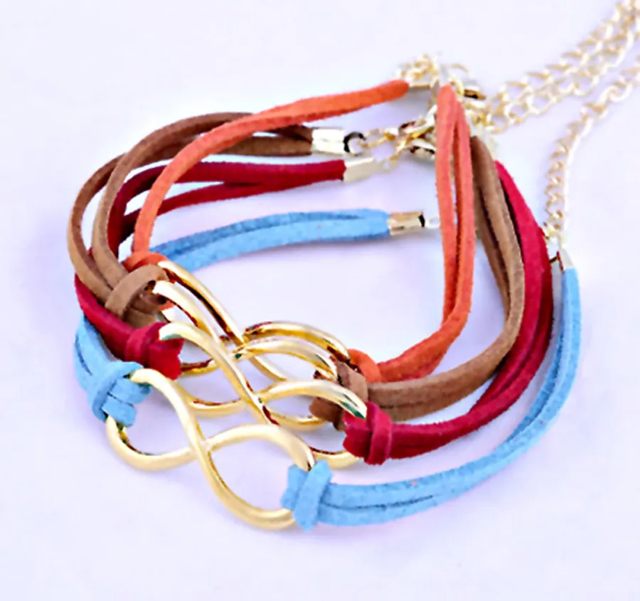 Trendy Gold Symbol Charm Bracelets for Women Simple Infinity Bracelet Love Bangles Velvet Rope Chain Couple Jewelry Gift