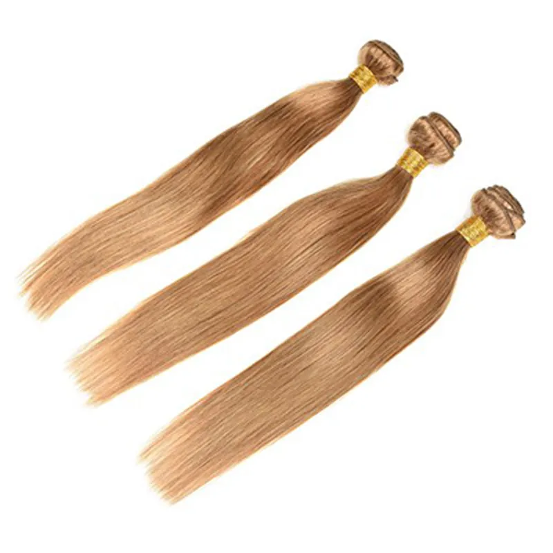 Fasci di capelli lisci brasiliani Siky Pure 27 # Honey Blonde Color Deal con lunghezza mista 100% estensioni dei capelli umani