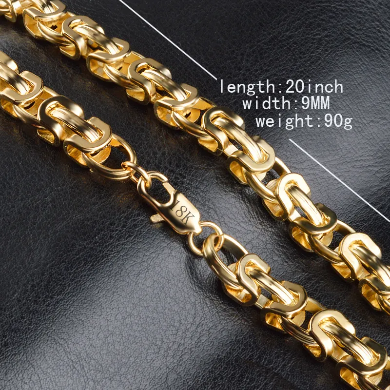 18k stamped Vintage Long Gold Chain For Men Chain Necklace New Trendy Gold Color Bohemian Jewelry Colar Male Necklaces
