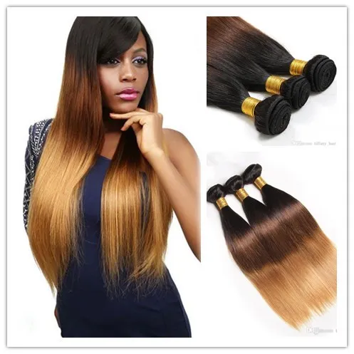 New Arrival Color 1B/4/27 Ombre Hair Weaves Brazilian Straight Human Hair Extensions 100G/Piece Remy Hair Bundles