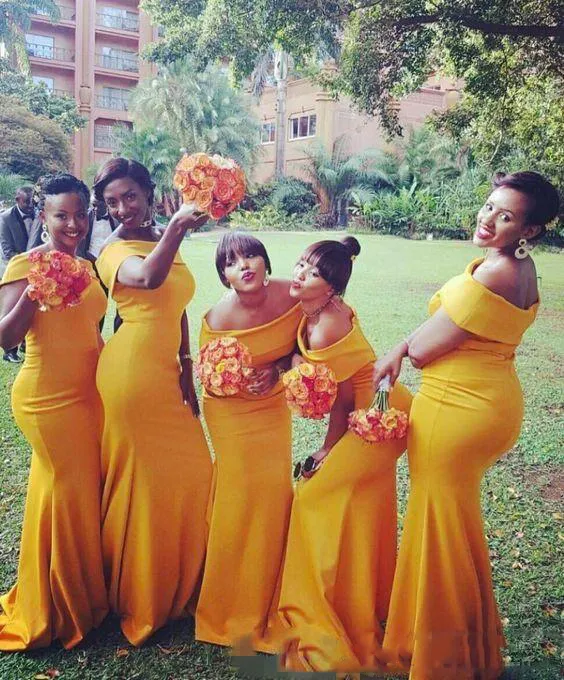 Zuid-Afrikaanse Uit Schouder Bruidsmeisjes Jurken 2017 Plus Size Mermaid Maid of Honour Jurken Bruiloft Gast Formal Party Jurk