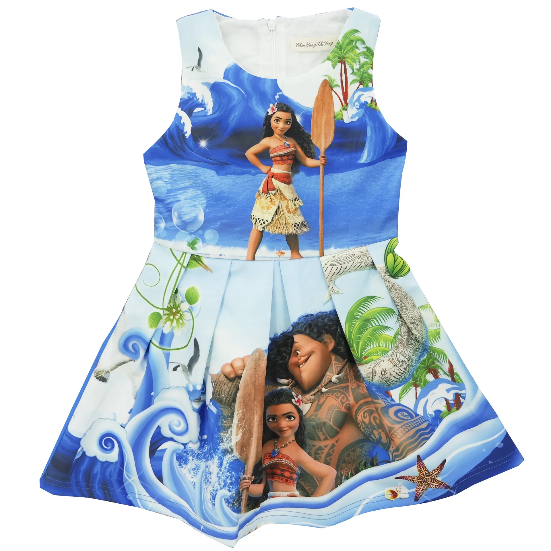 Fantasia de moana vaiana para crianças, vestido de praia, meninas