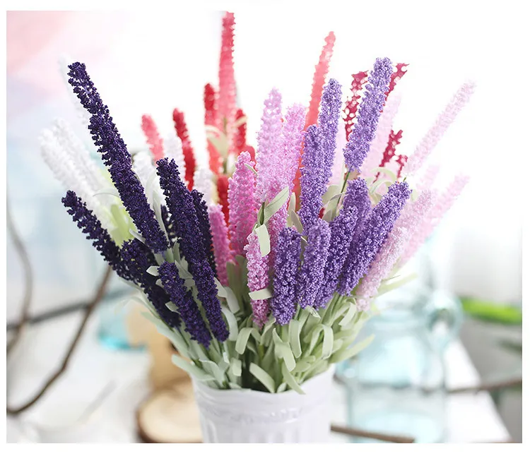 Colorful Artificial Lavender 12 Heads 51 CM/20 inch Bouquet Foam Flower For wedding Decoration House Party Decoration