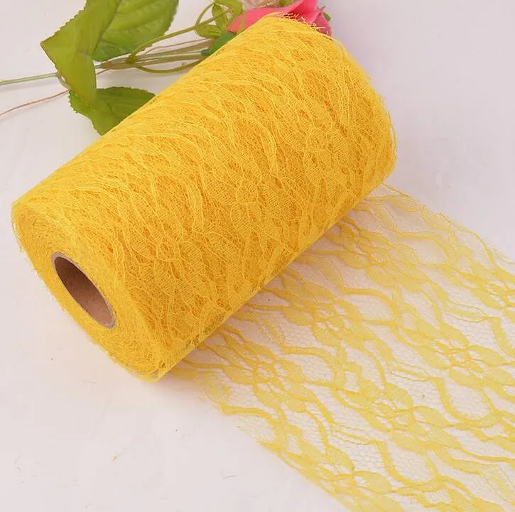 Lace Roll Spool Lace Roll 6quotx25YD Netting Fabric Tutu Skirt Chair Sash Bow Table Runner Lace Fabric Wedding Decorations WT0508332707