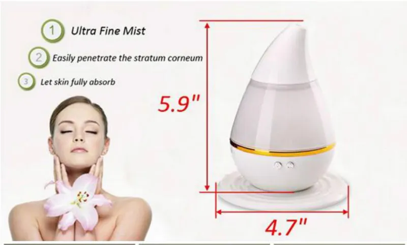 200ml 2W USB Ultrasonic Aroma Humidifier Air Essential Oil Diffuser humdifier with LED Light Purifier Atomizer for Home office SPA