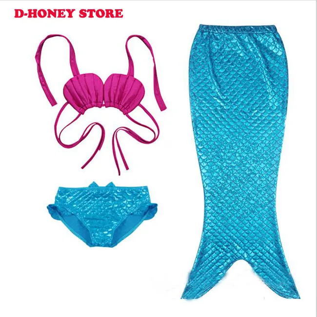 Ny 2017 Ariel Mermaid Tail Princess Ariel Dress Cosplay Costume Kids For Girl Fancy Dress Swimsuit Bikini Swimming Suit2661034