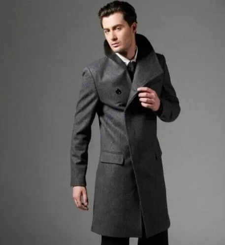 数量限定半額セール ブラックグレーカジュアル長袖ウールコートメン17ジャケットとコート男性メンズウールオーバーコートドレスウィンターショートトレンチジャケット 公式ショップ アパレル メンズ服 Camersa Com