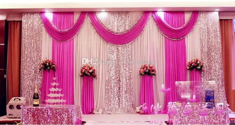 Hoge kwaliteit bruiloft achtergrond gordijn lovertjes goedkope bruiloft decoraties 6m * 3 m doek achtergrond scène bruiloft decor levert