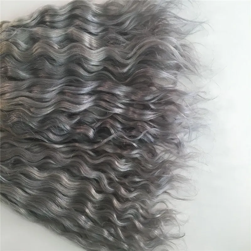 Ombre Farbe Brasilianisches Reines Menschenhaar Bundles 1B Grau Menschliches Haar Weves Zweifarbige Wasserwelle Haareinschlagfaden 3 Stücke 7411026