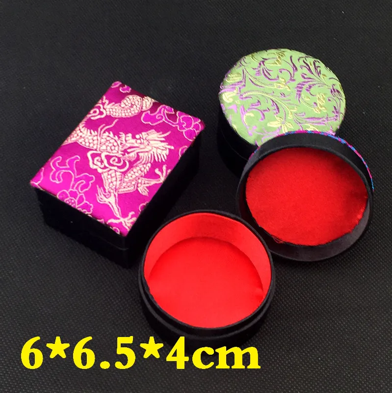Handicraft Floral Small Jewelry Gift Box Cloth Packaging Silk Brocade Cardboard Necklace Ring Earring Stud Storage Case 10pcs/lot