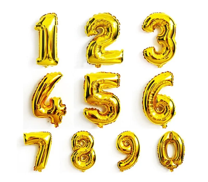 Duży 32-calowy numer Folia aluminiowa Balon Złoto Srebrny 0 do 9 Helu Balony na urodziny Kids Party Decoration Celebration Supplies WA4144