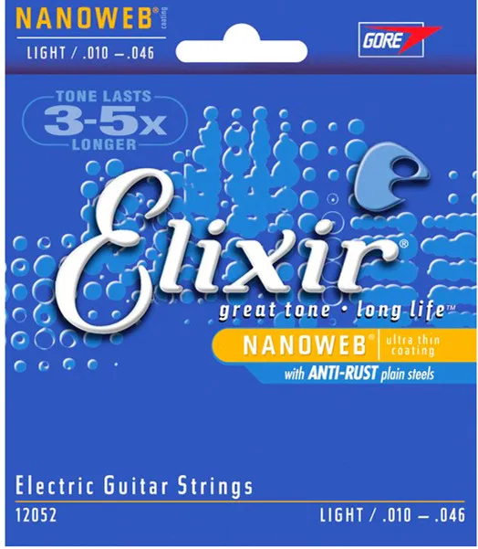 الجملة 5 مجموعات Elixir 12052 Nanoweb الترا رقيقة طلاء سلاسل الغيتار الكهربائي سوبر ضوء .010 - 046 الآلات الموسيقية