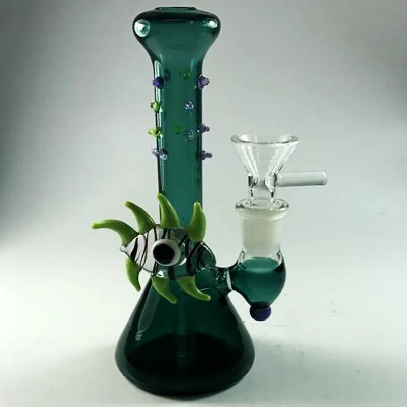 Monster Eye Hookahs Bongs de vidrio Vaso de precipitados verde oscuro Bubbler Wate Pipes Inline Perc Free Glass Bowls Plataformas petroleras de moda