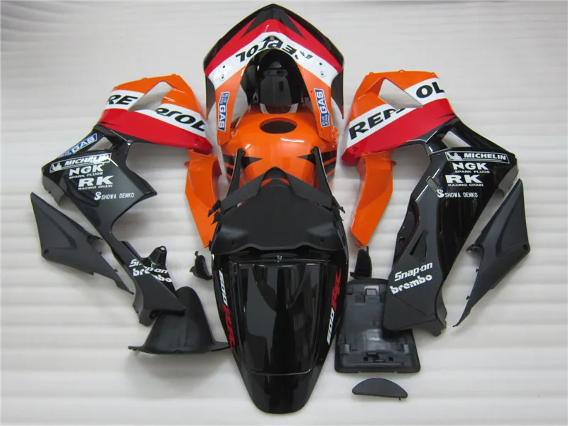 Spuitgieten carrosserie kachel kit voor HONDA CBR600RR 05 06 Oranje Black Fackings Set CBR600RR 2005 2006 OT28