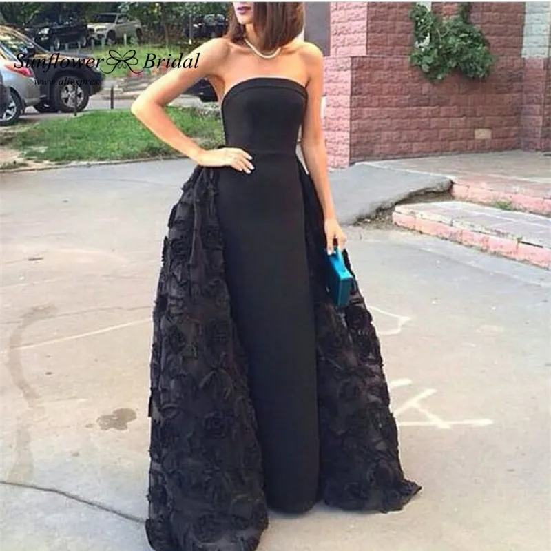 High-Quality Black Gown Black strapless prom dress for Women - Detachable Long Formal Quinceanera & Evening Party Gop in Plus Size
