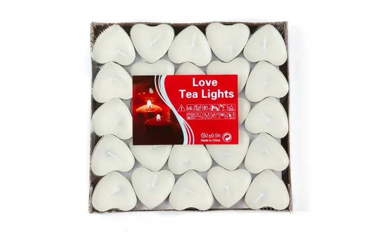 Heart-shaped Ghee Candle 2 Hours butter Candles 6 Colors 50pcs/set Tea Light Candles Non-Smoking Votive Candle