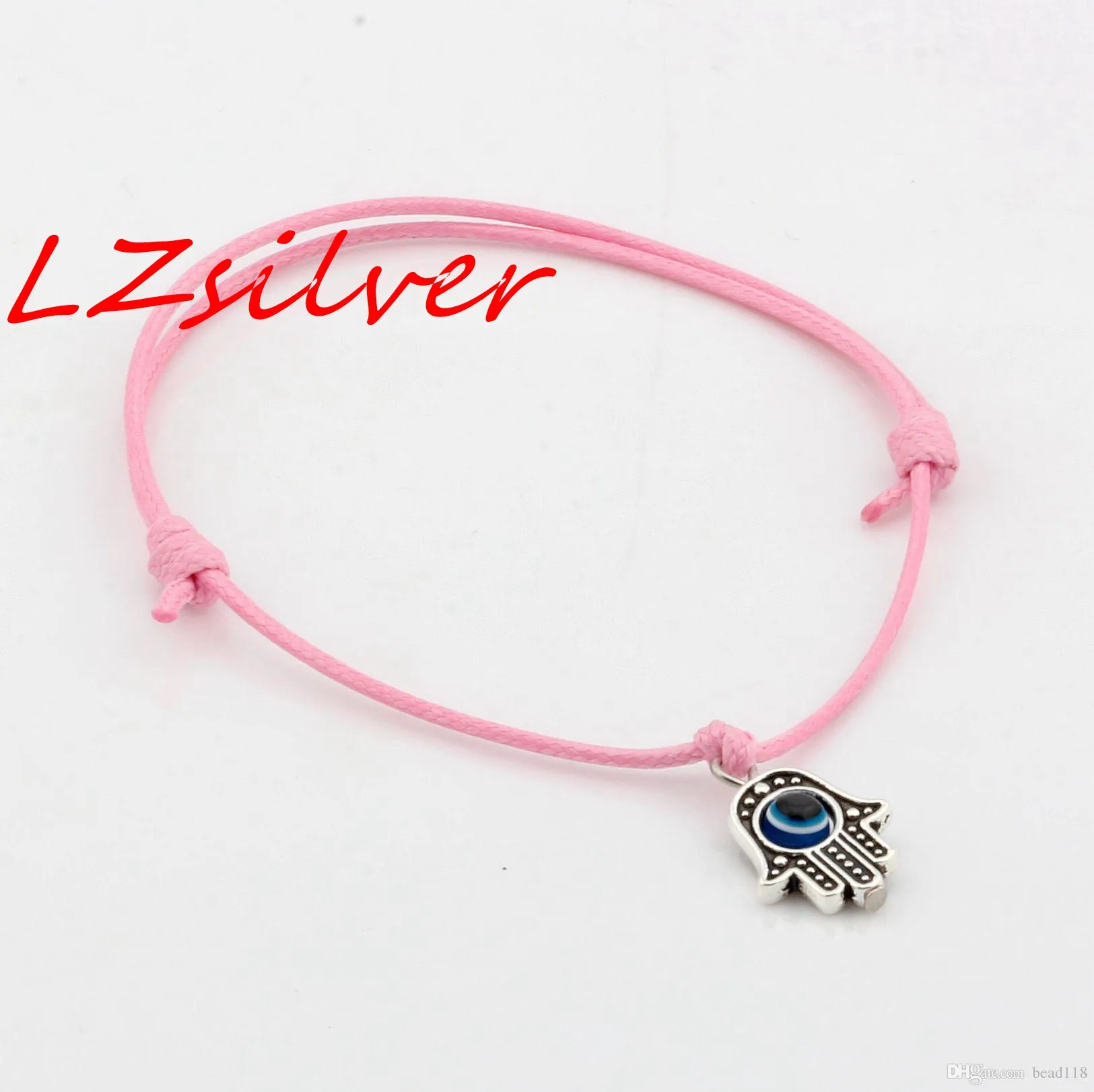 Hamsa Hand String Evil Eye Lucky mixed color wax Cord Adjustable Bracelet