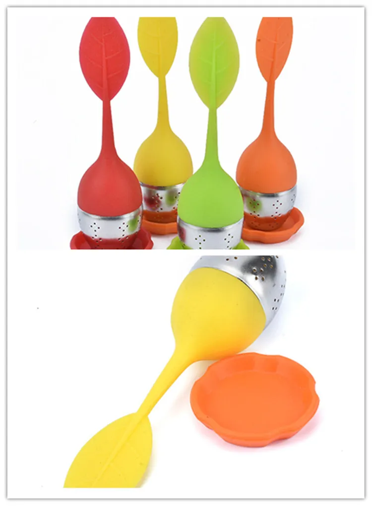 silicon tea Leaf Silicone Infuser with Food Grade make tea bag filter creative Stainless Steel Tea Strainers IC577