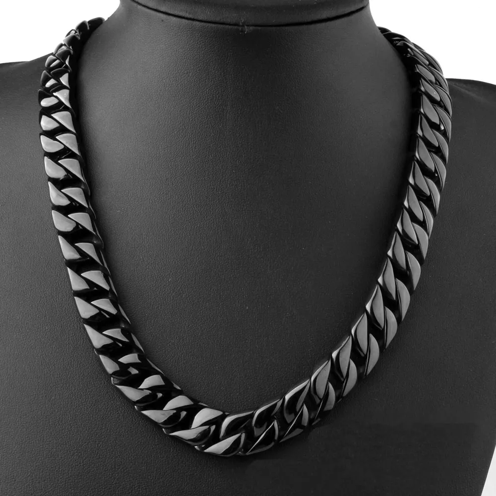 Heavy Cuban Link Chains Necklaces Singer Rocker For Mens Exaggerated Punk Curb Chain High Quality Real 316L Stainless Steel Jewelr281h