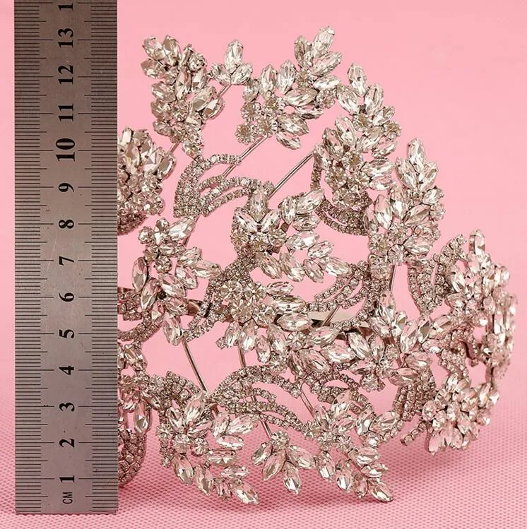 Accessori capelli Shinny matrimoni Argento lussuoso strass cristallo fatto a mano artigli capelli diademi accessori da sposa