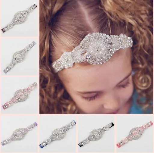 Accessoires cheveux bébé élastique strass diamant bandeau femme perles faites à la main cristal bandeaux fille chapeaux YH441
