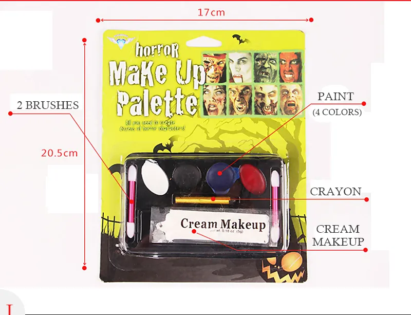 Halloween Tattoo Face Body Paint Oil Painting Art Non Toxic Water Paint