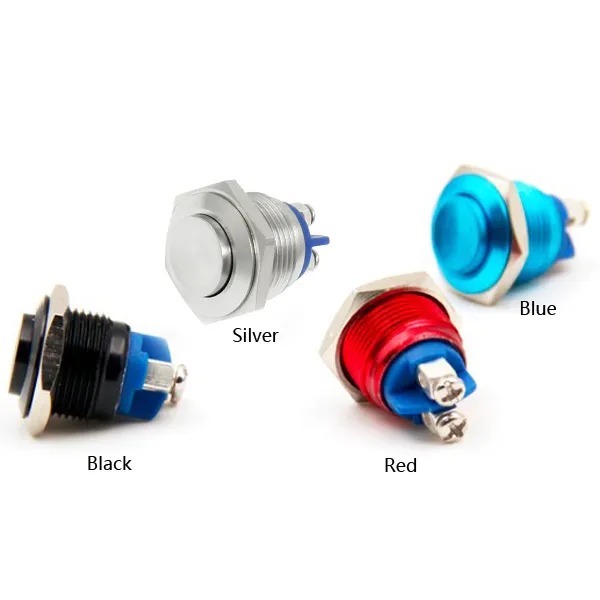 16mm Anti-Vandal Momentary Stainless Steel Metal Push Button Switch 1x1Raised Top B00427