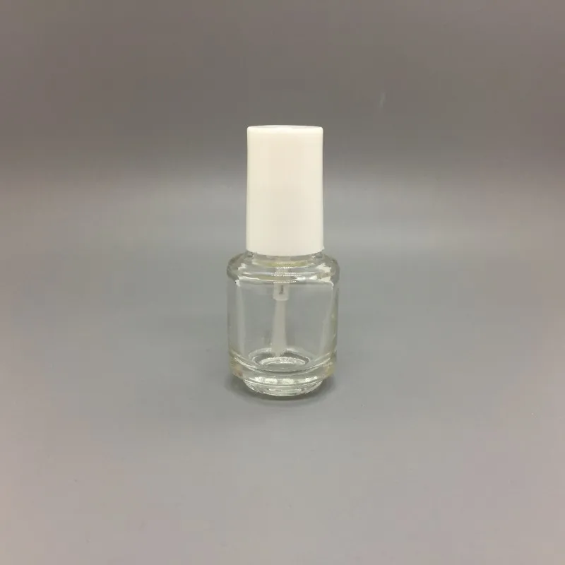 Bouteille de vernis à ongles en verre clair vide rechargeable de forme ronde de 5 ml pour l'art d'ongle avec le chapeau noir de brosse