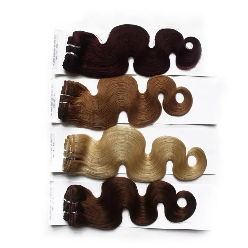 10quot24quot 120g klipp i Remy Human Hair Extensions Full Head Set Shortlong Längd Rakt Mycket mjuk stil verklig S8770093