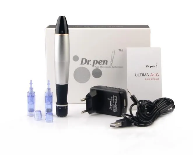 Nyaste Dr.Pen A1-C Electric Derma Pen Micro Needle Pen Kits Derma Roller Pen med patroner Key Switch Version