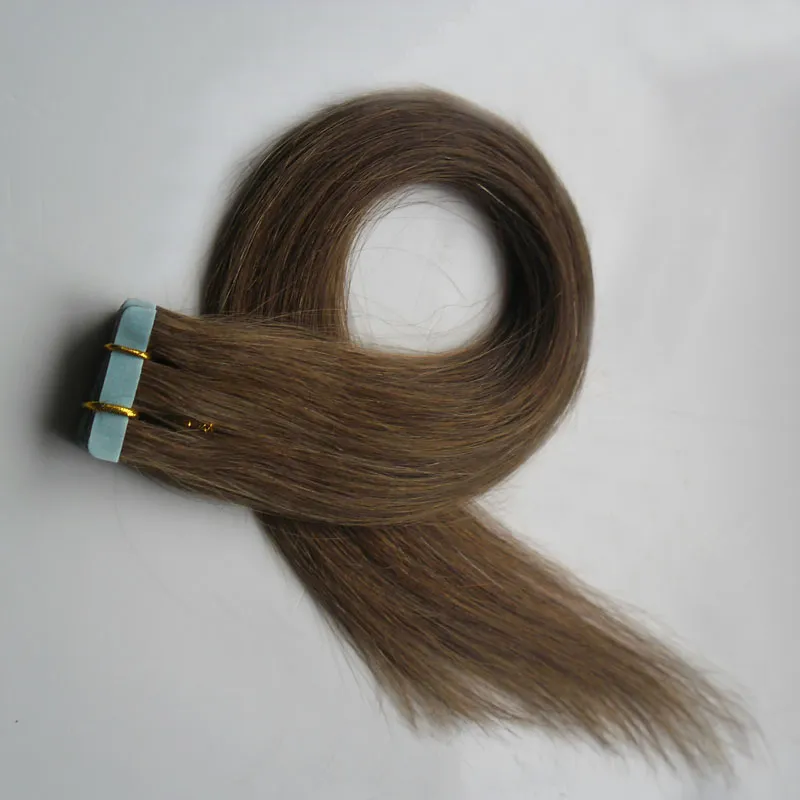 Extensões de cabelo sem costura de pele de trama 40 peças # 6 Médias remy Marrom extensões de cabelo humano fita adesiva 100g em extensões de cabelo humano