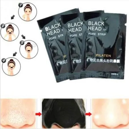 Pilaten ansikts svart mask ansiktsvård näsa akne blackhead remover mineraler por rengöringsmask svart huvud remsa maquiagem