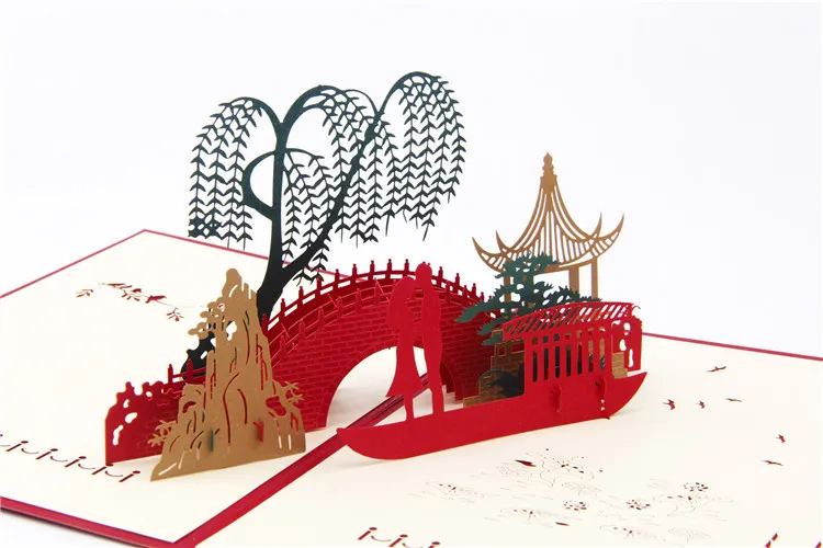 Tarjetas de felicitación del árbol de amor de Pop Up 3D Tarjetas de regalo de la invitación del cumpleaños de la Navidad del día de San Valentín Festivos festivos