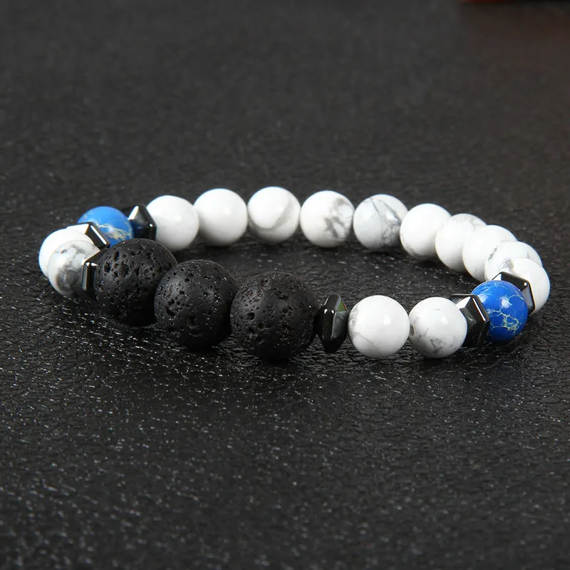 Nieuwe Design Zomer Mens Armband 1 stks 8mm met 12mm Lave Stone Tiger Eye Stone Beads Lucky Energy Armbanden voor Mannen