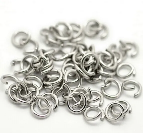 grossist Stark Rostfritt stål Open Jump Ring Split Ring 5x1mm / 6*1mm / 7*1mm / 8*1mm Smycken Hitta Silver Polerat mode DIY BLING