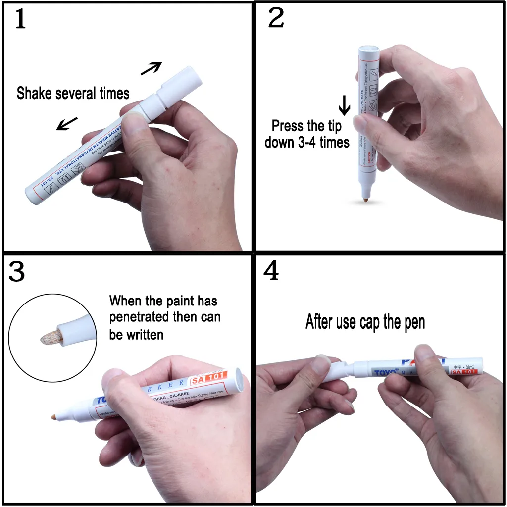 타이어 마커 펜 영구 페인트 카 타이어 펜스 범용 방수 트레드 고무 금속 흰색 컬러 프리 드롭 선박