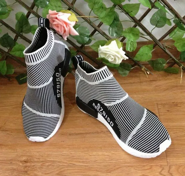Boots Shoes Fashion Hight City Sock Knitted Zebra Black White Sale Women Men Online