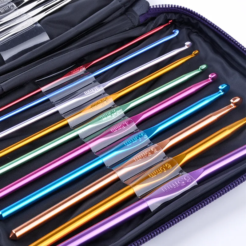 Set Multi-colour Aluminum Crochet Hooks Needles Knit Weave Craft Yarn Sewing Tools Crochet Hooks Knitting Needles Craft Accessories