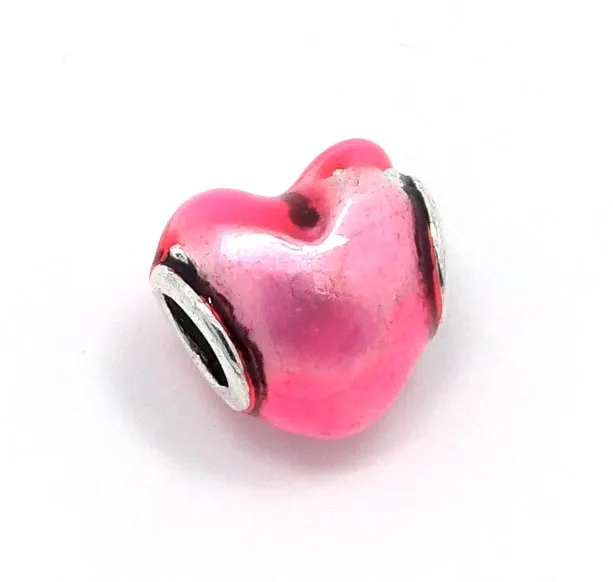 12mm New Heart Shape Mix Kleuren Oil-Drip Legering Kralen Fit Europese Charms Armband Charms DIY / 