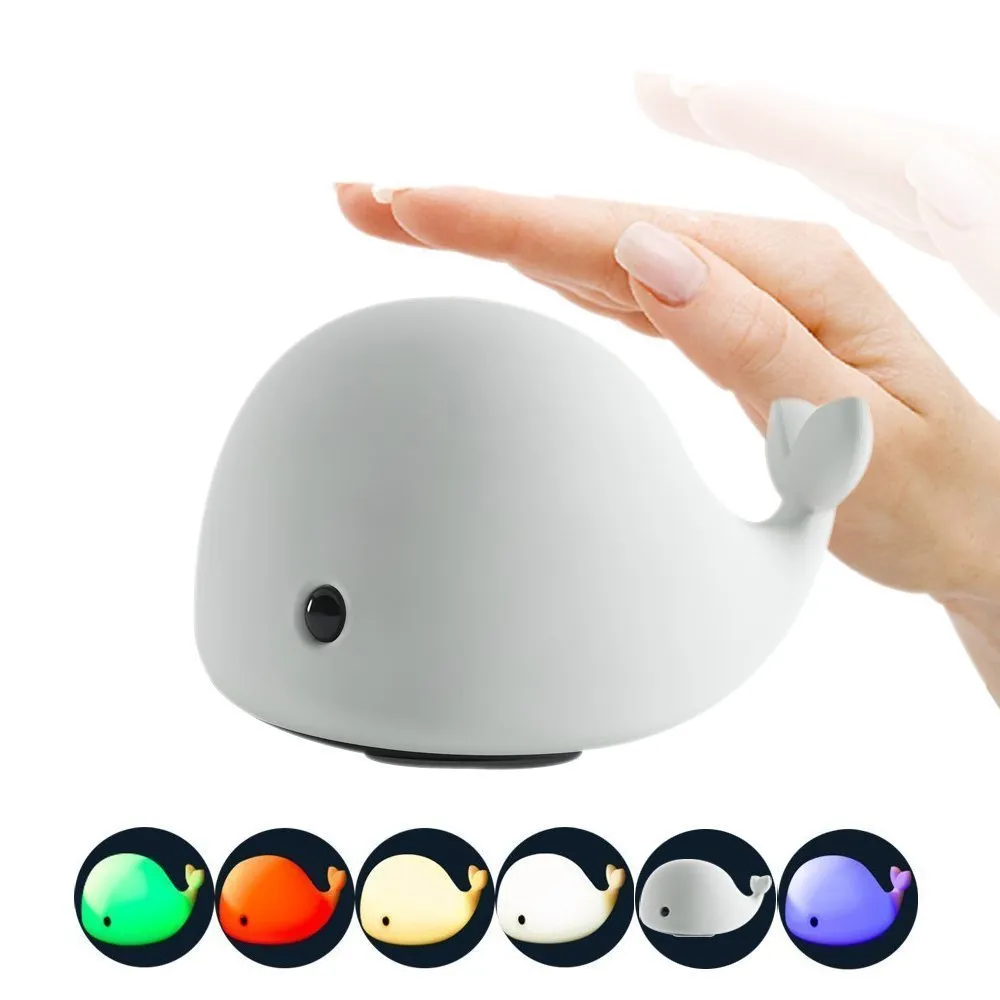 LED Children Night Light Soft Silicone Baby Nursery Lamp with Sensitive Tap Control 7 single colors and Multicolor Breathing Dual Light Mod