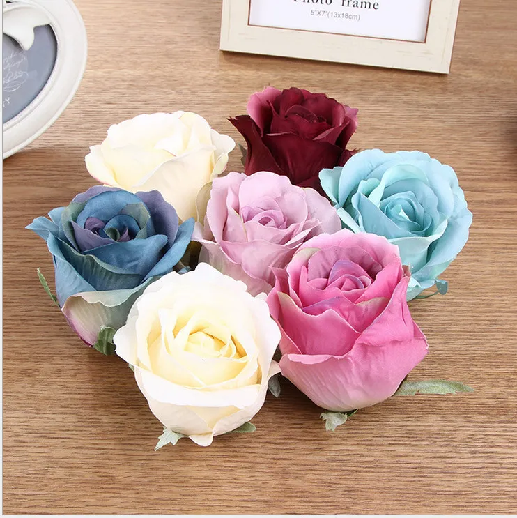 10 pièces artificielle Rose fleur Emulational soie tête de fleur pour la maison jardin mariage vacances beauté chapeau ou robe décoration