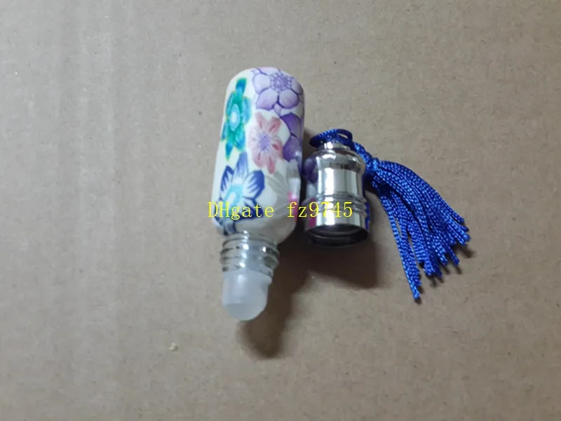 100 stks / partij Gratis Verzending Hight Quality 6 ML Bead Polymeer Clay Parfum Flessen Lege Roller Ball Bottle Car Pendant