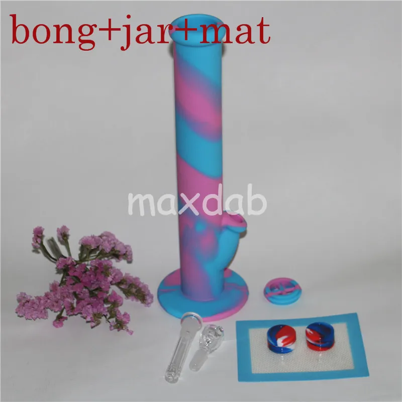 wholesale silicone water pipe color smoking pipes with glass bowl long silicone bongs height 14 silicone water bong sold by whole set