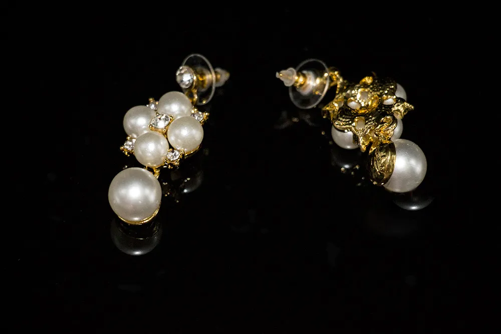 Luksusowa biżuteria dla nowożeńców Pearl Naszyjnik Kolczyk Akcesoria Zestawy Kształt Kwiatu Z Kryształowym Naszyjnik Biżuteria Wedding Jewelry Biżuteria Gorąca Sprzedaż